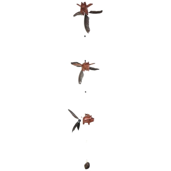 Handmade Wooden Animal Hanging Wind Spinners - Pig