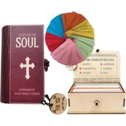 Handmade Wooden Bible Verses Box with 150 Pcs Scripture Cards, Inspirational Christian Gift Set for Catholic Men and Women, Daily Encouragement Prayer Cards