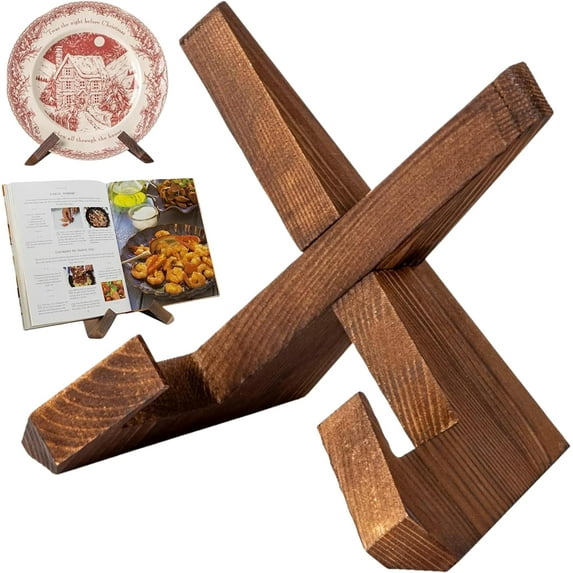Handmade Wooden Cookbook Holder, 6.5 Inch Cookbook Stand for Kitchen, Recipe Book Holder for Kitchen Counter, Wooden Cookbook Holder, Rustic Cook Book Holder Stand