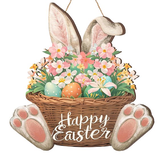 Handmade Wooden Easter Sign for Rabbits Party Welcome Spring Home Decoration Party Plaques Door Hanger