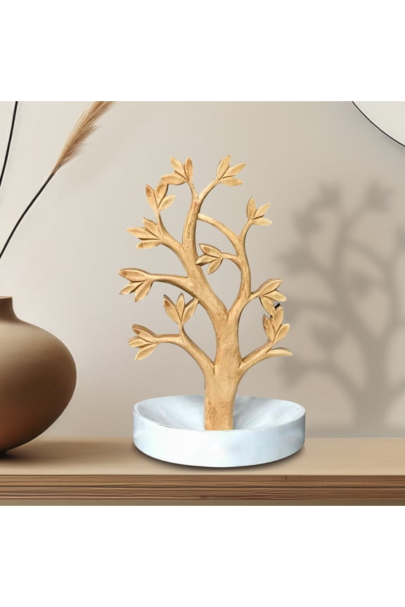 Handmade Wooden Jewelry Tree Stand – Multi-Functional Necklace Holder with Ring Dish Tray – Great for Organization, Home Decor, Dining Centerpiece, or Mother’s Day Gift