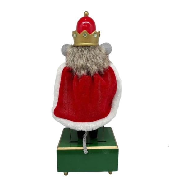 Handmade Wooden Mouse Walnutcracker Mechanical Music Box Wind Up Ornament for Home Decoration