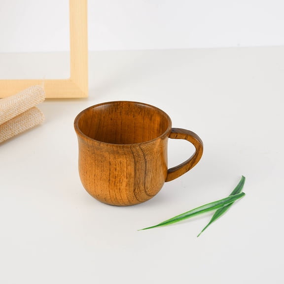Handmade Wooden Mug for Coffee Tea Beer, Natural Jujube Wood Cup with Rustic Finish, Traditional Craft Drinking Vessel for Home Kitchen, Gift for Men Dad Husband Friend, Two Wooden Teacups