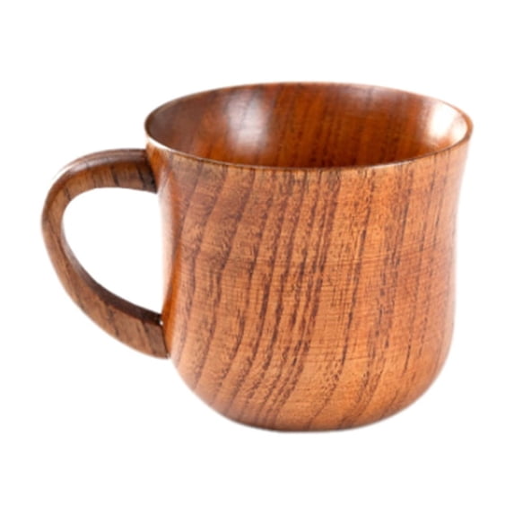 Handmade Wooden Mug with Handle, Natural Solid Wood Drinking Cup for Coffee Tea Milk, Rustic Camping Cup Hot & Cold Beverages 3*3 In