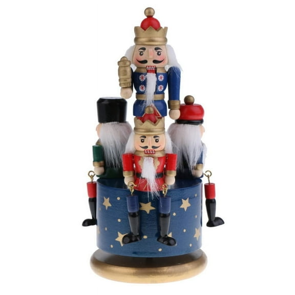 Handmade Wooden Nutcracker Soldier Figure Wind Up Christmas Music Box Nutcracker Music Box for Gift Home Decor Ornaments