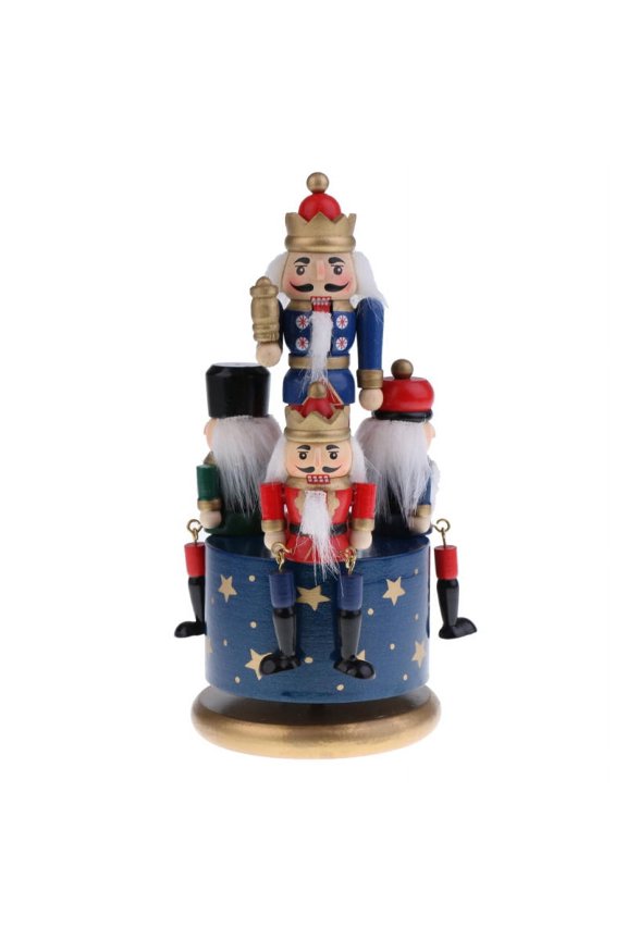 Wooden Nutcracker Soldier Figure Wind Up Christmas Music Box Nutcracker Music Box for Gift Home Decor Ornaments