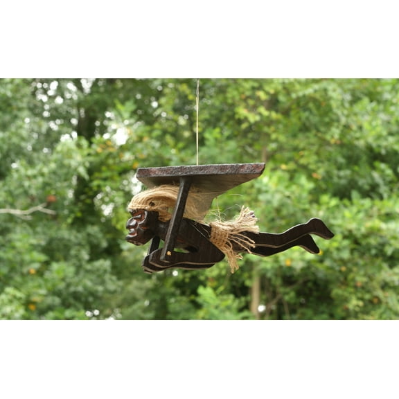 Handmade Wooden Primitive Paragliding Tribal Statue Sculpture Tiki Bar Handcrafted Unique Gift Home Decor Figurine Hang Gliding Decoration Hand Carved
