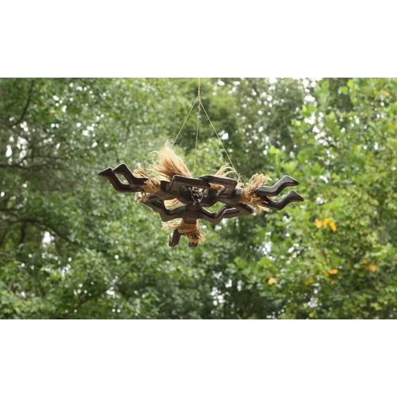 G6 Collection Handmade Wooden Primitive Tandem Skydiving Tribal Statue Parachuting Sculpture African Tiki Bar Gift Home Decor Figurine Handcrafted Hand Carved