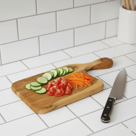 Handcrafted Wooden Serving Platter with Handle – Kitchen Decor Item