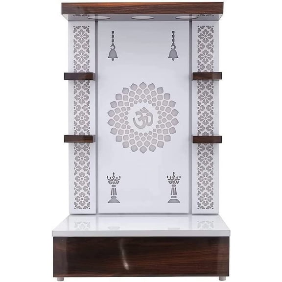 Handmade Wooden Temple White LED Light Mandir for Home and Office|Home Temple | Puja Mandir |Wall Hanging & Table Top Home Mandir-White