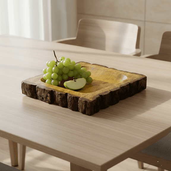 Handmade Square Shaped Wooden Serving Plate – Kitchen Decor Item