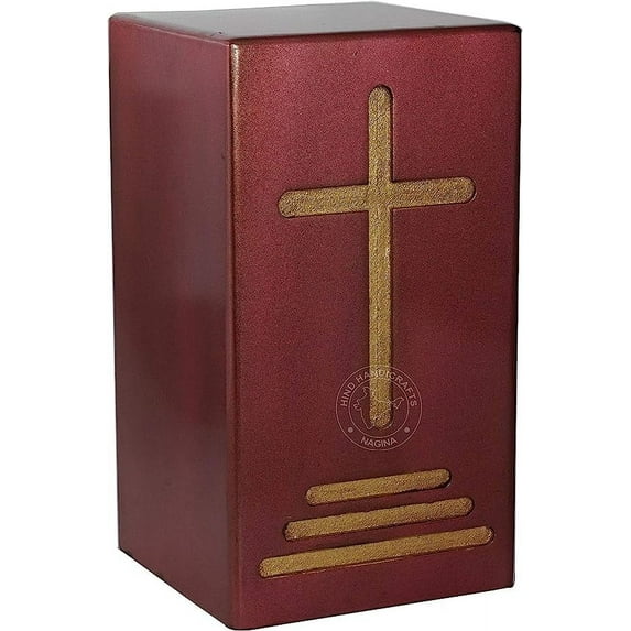 Handmade Wooden Urns for Human Ashes Adult Large , Wooden Cremation Urns for Ashes Engraving, Wooden Funeral Urn Box Engraved, Burial Urns Large - 250 Cu/In (Cross 6)