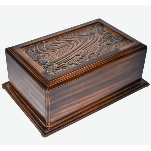 Handmade Wooden Urns for Human Ashes Adult Large - Wooden Box Funeral Cremation Urns for Ashes Engraving (11 x 7 x 4.5 Inches - 240 lb or 108 kg, Antique Design)