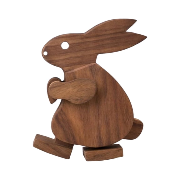 Handmade Wooden Walkable Elephant Pull Along Walking Turtle Mechanical Balance Rabbit Figures Desk Decor