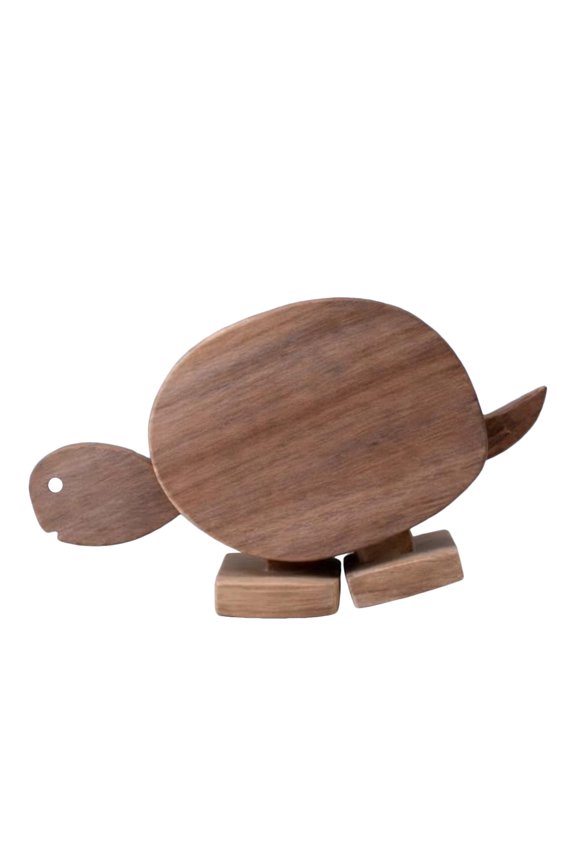 Handmade Wooden Walking Elephant Mechanical Balance Rabbit Turtle Pull Along Sculpture Decor