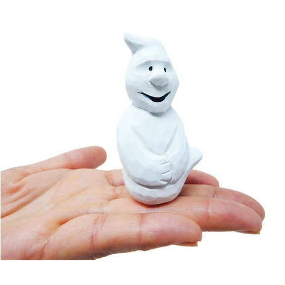Handmade Wooden White Ghost Figurine, Boo Spooky Small Halloween Decor Table Carved Statue Sculpture