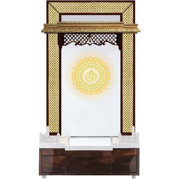 Handmade Wooden White Temple with LED Light for Home and Office|Pooja Chowki/ Home Temple|Puja Mandir |Wall Hanging & Table Top Home Mandir