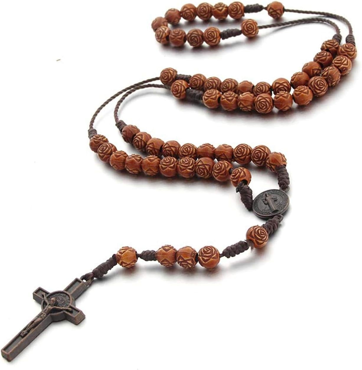 Authentic Olive Wood Rosary From Bethlehem – Handmade Catholic Rosary Beads With Cotton Pouch, 8mm Beads, 5 Decades
