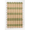 thumbnail image 1 of Handmade Wool Area Rug with Scalloped Edges, Modern Geometric Checkered Pattern, Soft Thick Carpet for Living Room Bedroom Kids Room, 7x10 ft, Green, 1 of 4