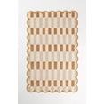 thumbnail image 1 of Handmade Wool Area Rug with Scalloped Edges, Modern Geometric Checkered Pattern, Soft Thick Carpet for Living Room Bedroom Kids Room, 9x12 ft, Brown, 1 of 5