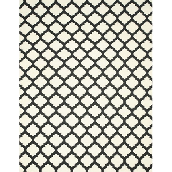 Handmade Wool Black Transitional Trellis Reversible Modern Moroccan Kilim Rug