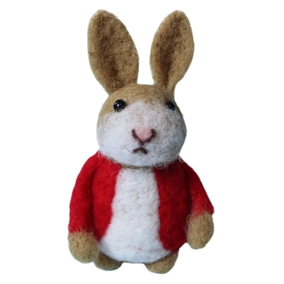 Handmade Wool Felt Bunny Ornaments, Cute Needle Felted Rabbit Figurines for Easter Basket Stuffers, Tiered Tray Decor