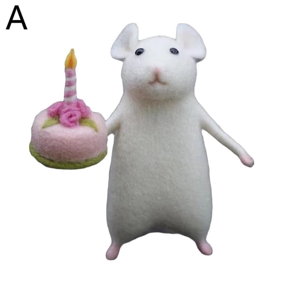 Handmade Wool Felt Mouse, DIY Needle Felting Kit - Christmas & Halloween Mouse Doll Gift