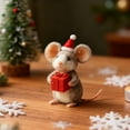 thumbnail image 1 of Handmade Wool Felt Mouse Ornaments with Santa Hat, Needle Felted Mice Figurines for Christmas Tree and Festive Animal Crafts Decoration B, 1 of 2