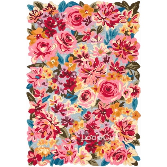 AVYAY RUGS Handmade Wool Floral Area Rug, 6' x 6' Square, Hand-Tufted Soft Thick Wool Carpet for Living Room, Bedroom, Nursery and Home Decor