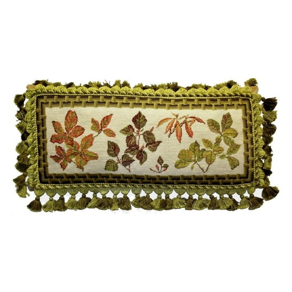 Handmade Wool Needlepoint Pillow Cover - Decorative Throw Cushion Cover - Vintage Floral Embroidery Design - Pillowcase for Sofa, Bed, or Chair - Rustic Home Decor