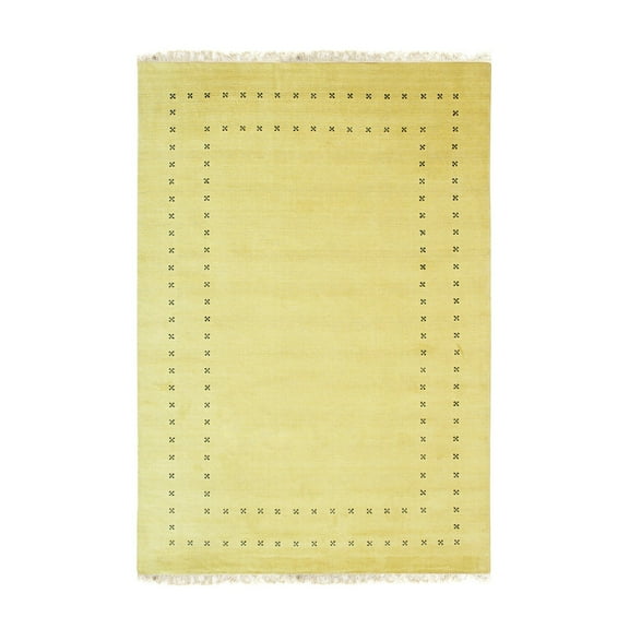 Handmade Wool Yellow Traditional Solid Lori Baft Rug