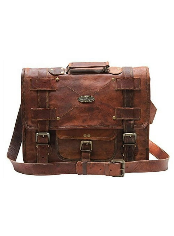 Handmade World Leather Messenger Bags for Men Women Mens Briefcase Laptop Best Computer Shoulder Satchel School Distressed Bag (13" x 18")