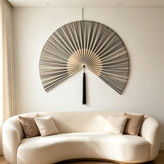 Handmade Woven Bamboo Fan Wall Decor, Large Boho Rattan Hanging Fan Ornament Rustic Wall Art, Gifts For Women For Bedroom Homestay Wedding Tea Room