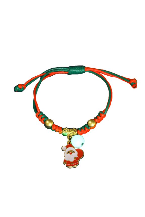 Handmade Woven Christmas Bracelet Luminous Bead Braided Rope Bracelet Adjustable Friendship Couples Jewelry Gifts