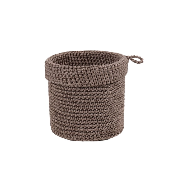 Handmade Woven Fabric Storage Basket Wall Mounted Hanging Organizer for Bedside Desk or Kitchen Cotton Rope Storage Bin for Small Items Books or Remote Controls Grey Black or Brown