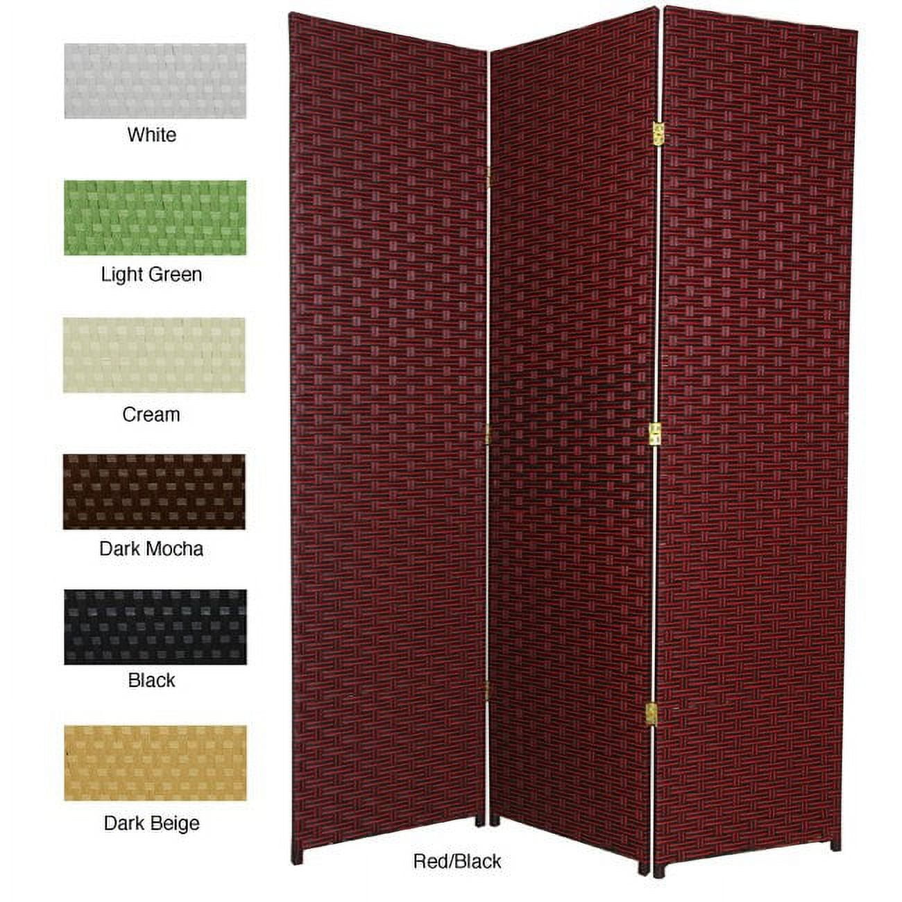 Red and Black Woven Fiber 5-Panel Folding Room Divider