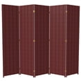 thumbnail image 1 of Red Lantern 6 ft. Tall Woven Fiber Folding Screen - Red and Black - 5 Panel, 1 of 6