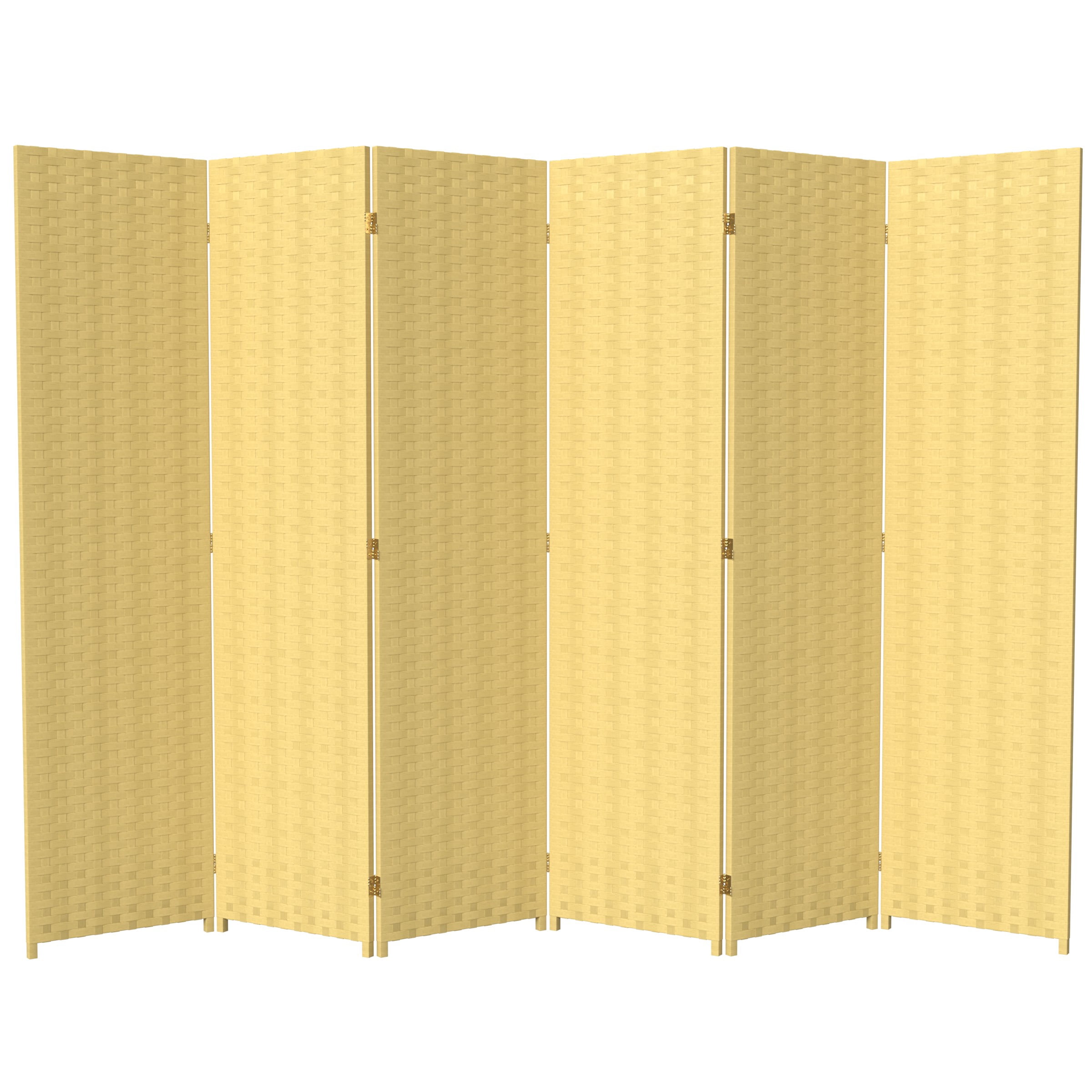 Oriental Furniture 6 ft. Tall Woven Fiber Room Divider - 6 Panel - Dark Beige