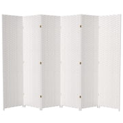 Oriental Furniture 7 ft. Tall Woven Fiber Room Divider - White - 6 Panel