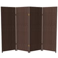 thumbnail image 1 of Red Lantern 4 ft. Short Woven Fiber Folding Screen - Dark Mocha - 4 Panel, 1 of 6