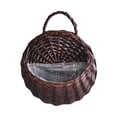 thumbnail image 1 of Handmade Woven Hanging Basket, Natural Rattan Wall-Mounted Storage Basket for Flowers, Plants, Decorative Home Organization, Coffee Brown, 1 of 3