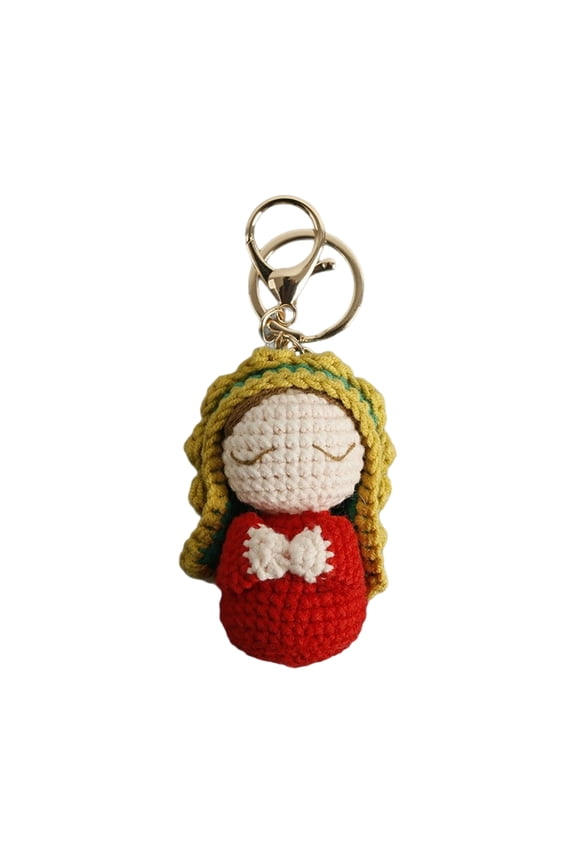 Handmade Woven Maria Doll Keychain Crochet Yarn Key Holder For Backpacks Bag Charm Holiday Gift Giving Home Decoration