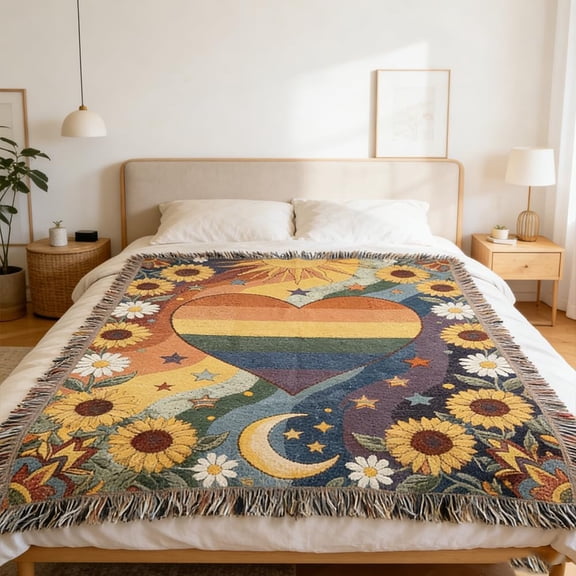 Handmade Woven Pride Blanket | for Belonging, Visibility & Unapologetic Self-Expression, Unique Blanket for LGBTQ Identity (60 * 80)