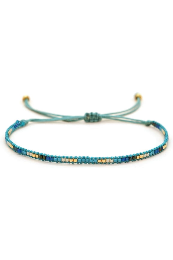 Handmade Woven Seed Bead Bracelet – Tiny Gemstone Beaded Jewelry, Boho Style Beaded Strand Bracelets, Summer Hawaii Bracelet Jewelry for Women and Men