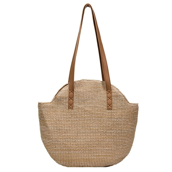 Handmade Woven Shoulder Bag Boho Summer Tote Straw Beach Handbag (Brown) Shoulder Bags for Women