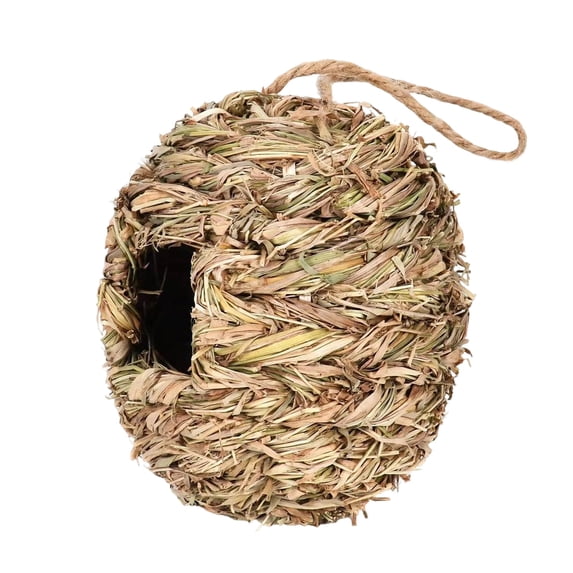 Handmade Woven Straw Bird Nest, Natural Grass Hanging Bird Cage for Outdoor Garden Decor, Creative Bird Shelter, Hummingbird Nesting Pocket, Weatherproof Design