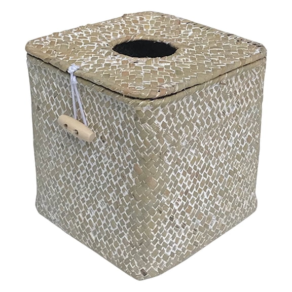 Handmade Woven Straw Tissue Box Holder Natural Fiber Napkin Case For Living Room Dining Table Decor