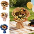 thumbnail image 1 of Handmade Woven Sunflower Bouquet With Plush Bear, Graduation Gift, Cute Floral Arrangement for Graduation Party, Perfect Present for Friends, Family, and Graduation Celebration Decor, 14*10in, Orange, 1 of 6