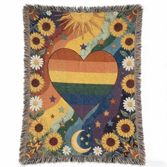 Handmade Woven Throw Blanket • Fringe Edge Tapestry • Artisanal Inclusive Design • Symbolic Belonging Visibility • Cozy Soft Decorative Layer • Meaningful Gift