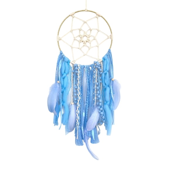 Handmade Woven Wall Hanging Large Macrame Tapestry for Home Living Room Hotel Bedroom Bohemian Wedding Craft, 33.5 in, Blue